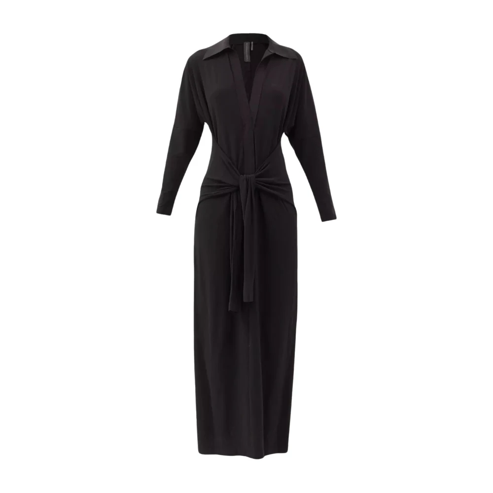 Norma Kamali Zwarte overhemdjurk met maxi-lengte Black Dames