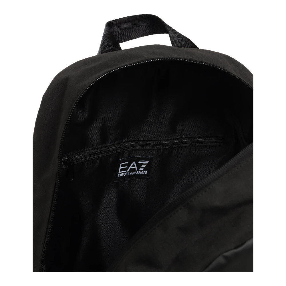 Emporio Armani EA7 Stijlvolle Rugzak met Rits en Zakken Black Heren