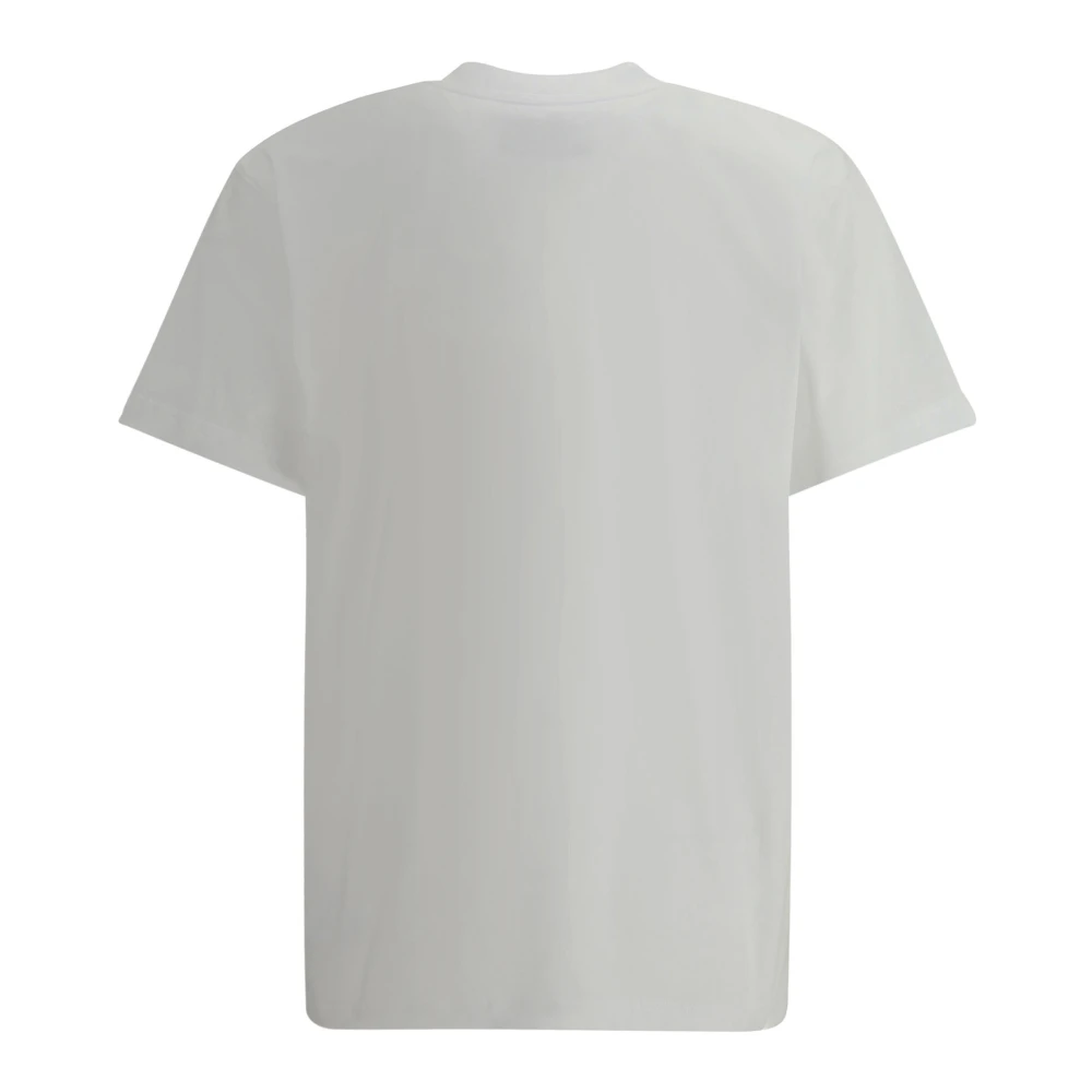 Moschino Gestreept Logo T-shirt White Heren