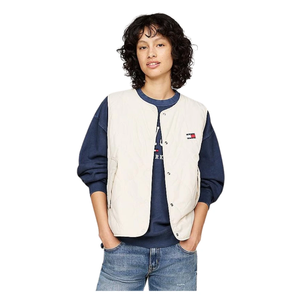 Tommy Hilfiger Waterafstotend Gewatteerd Mouwloos Jack Beige Dames
