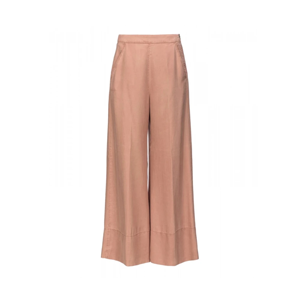 Pinko Wijde Pijp Twill Lyocell Broek Beige Dames