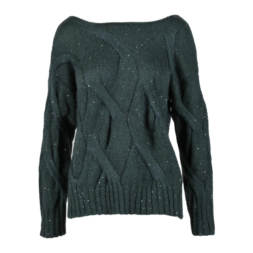 Alpha Studio Mohair Blend Gebreide Trui Green Dames