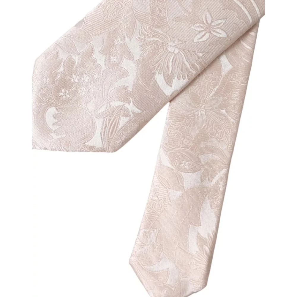 Dolce & Gabbana Off White Bloemen Zijden Verstelbare Heren Stropdas White Heren