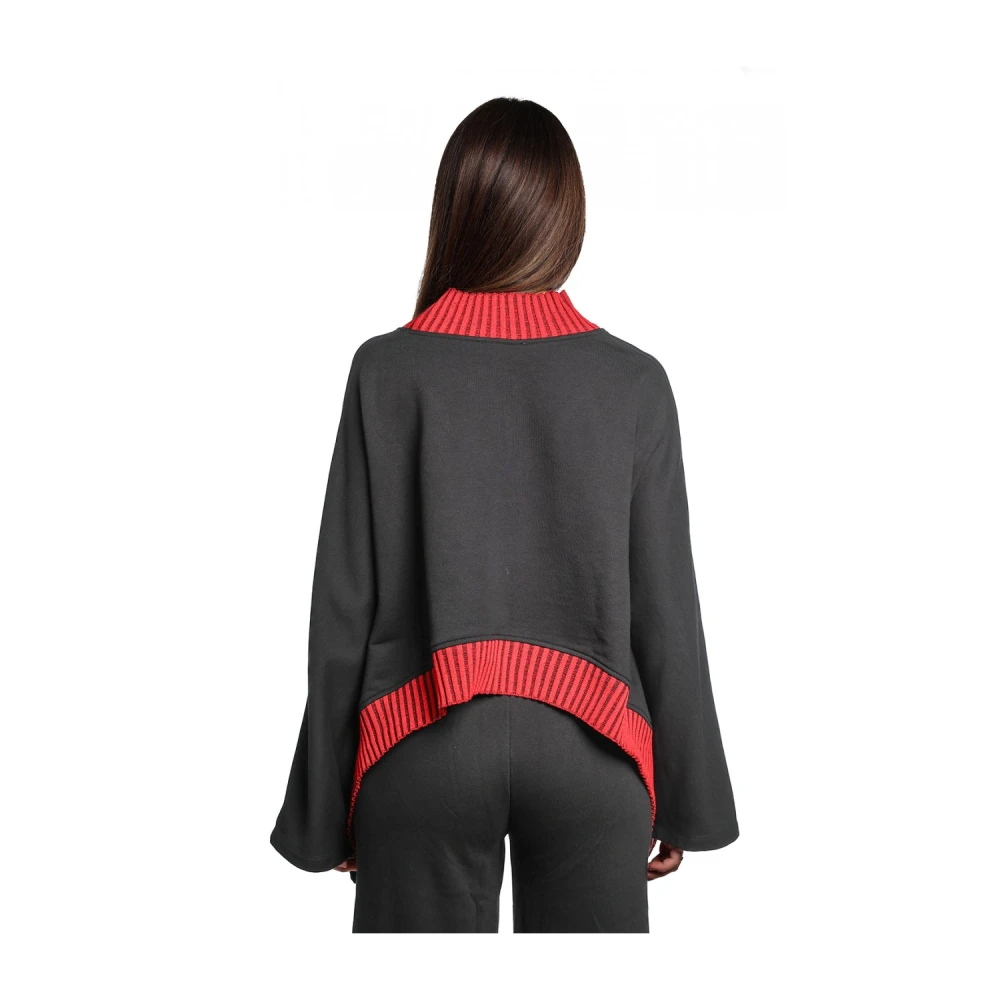 Jijil Rode en zwarte katoenmix trui Black Dames