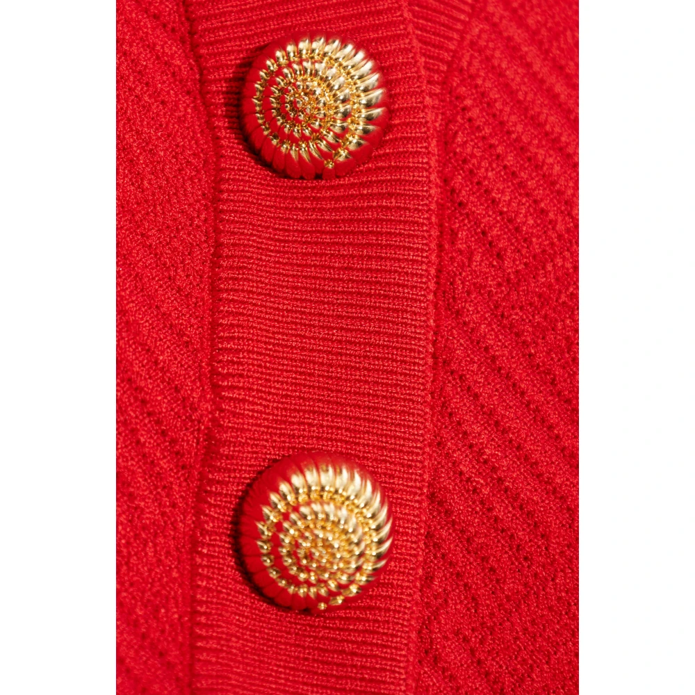 Balmain Snap Button Cardigan Red Dames