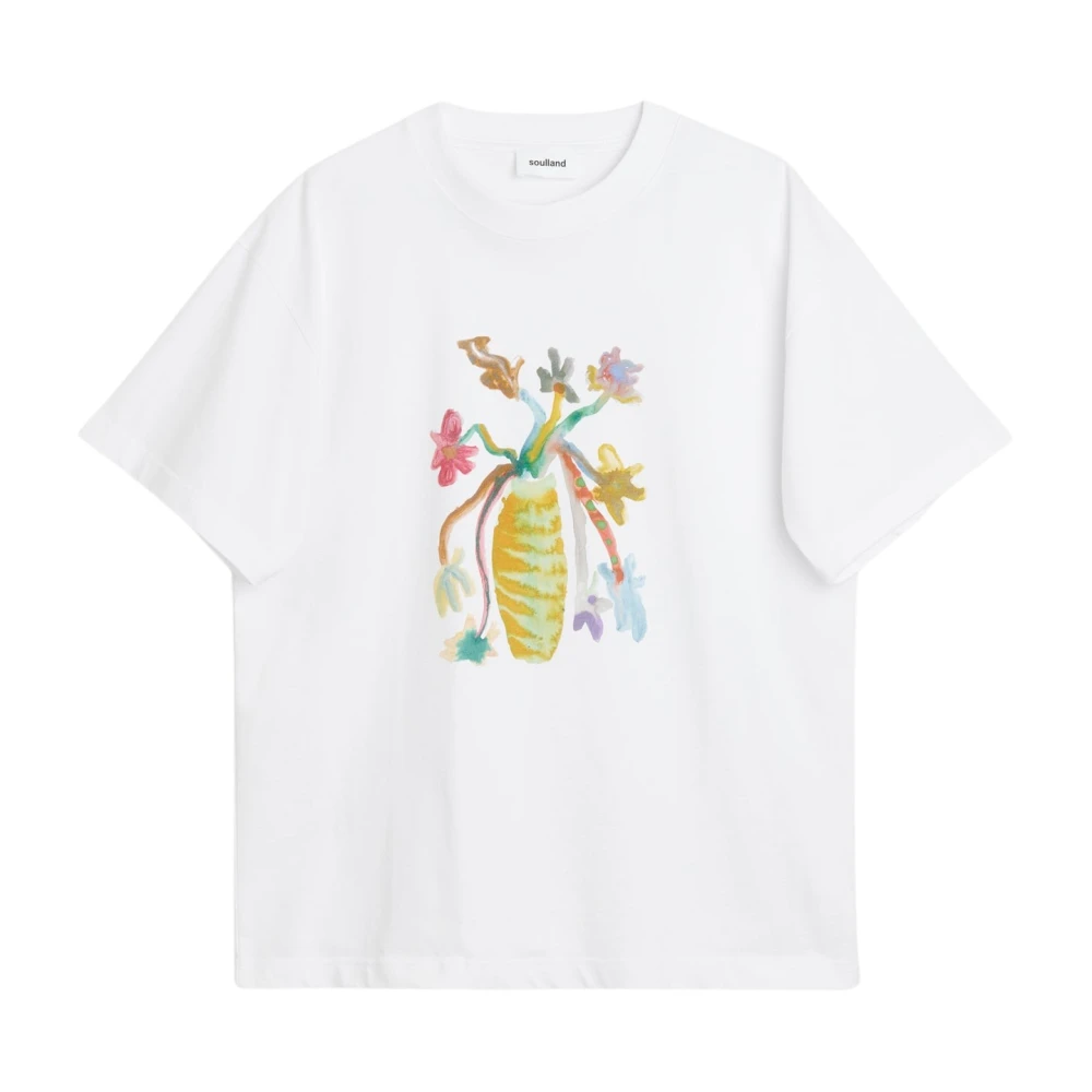 Soulland Biologisch Katoen Bloe T-shirt White Unisex