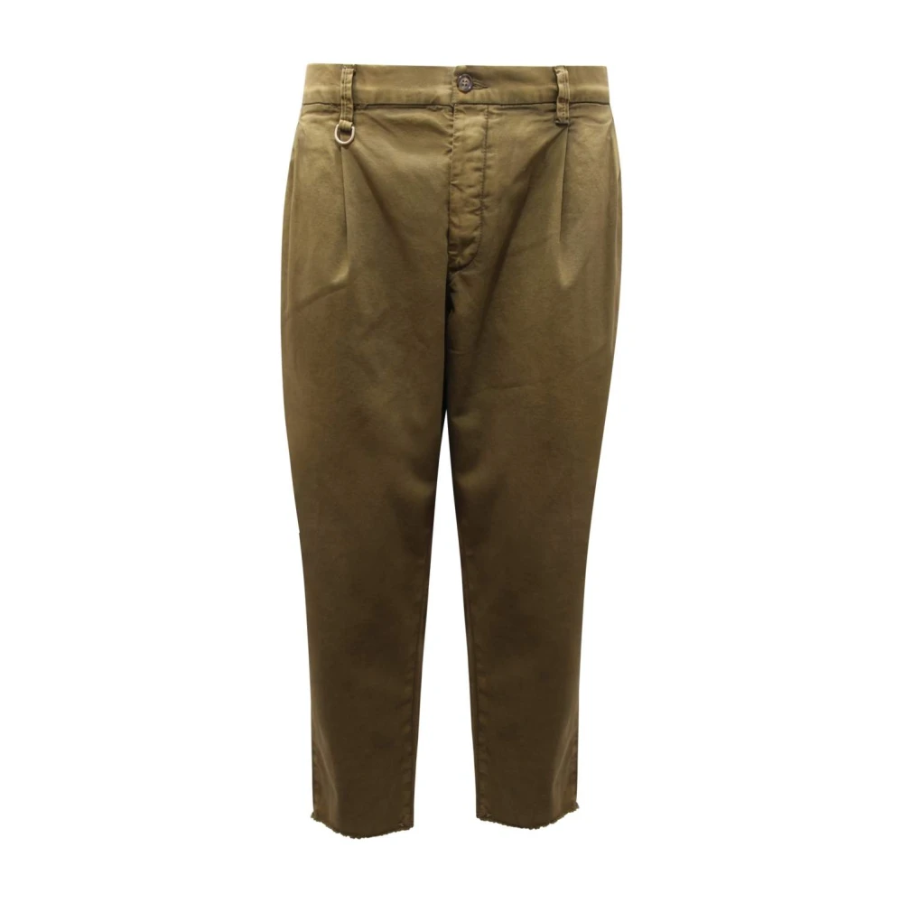 Paolo Pecora Men's Green Slim-Fit Trousers, Xl, Vintage Delavè Trousers