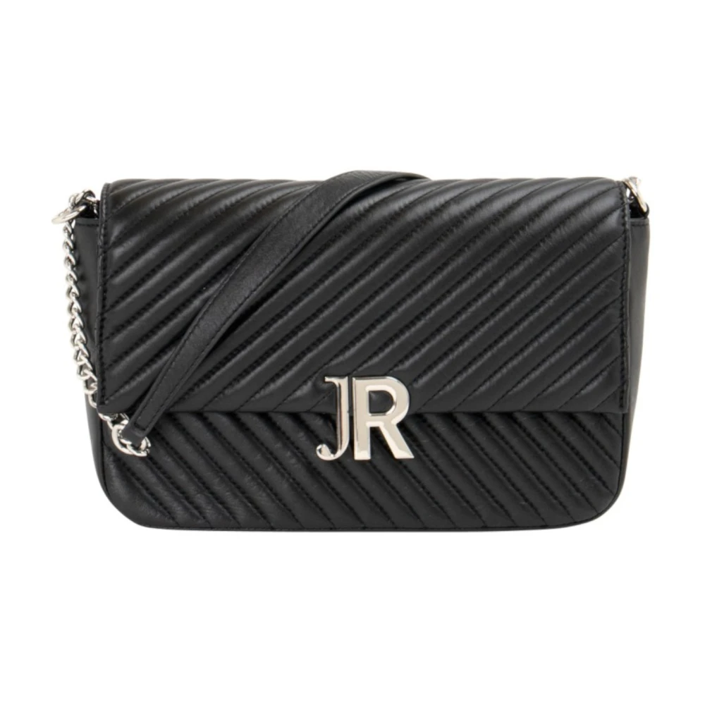 John Richmond Zwarte Schoudertas met Zilveren Logo Black Dames