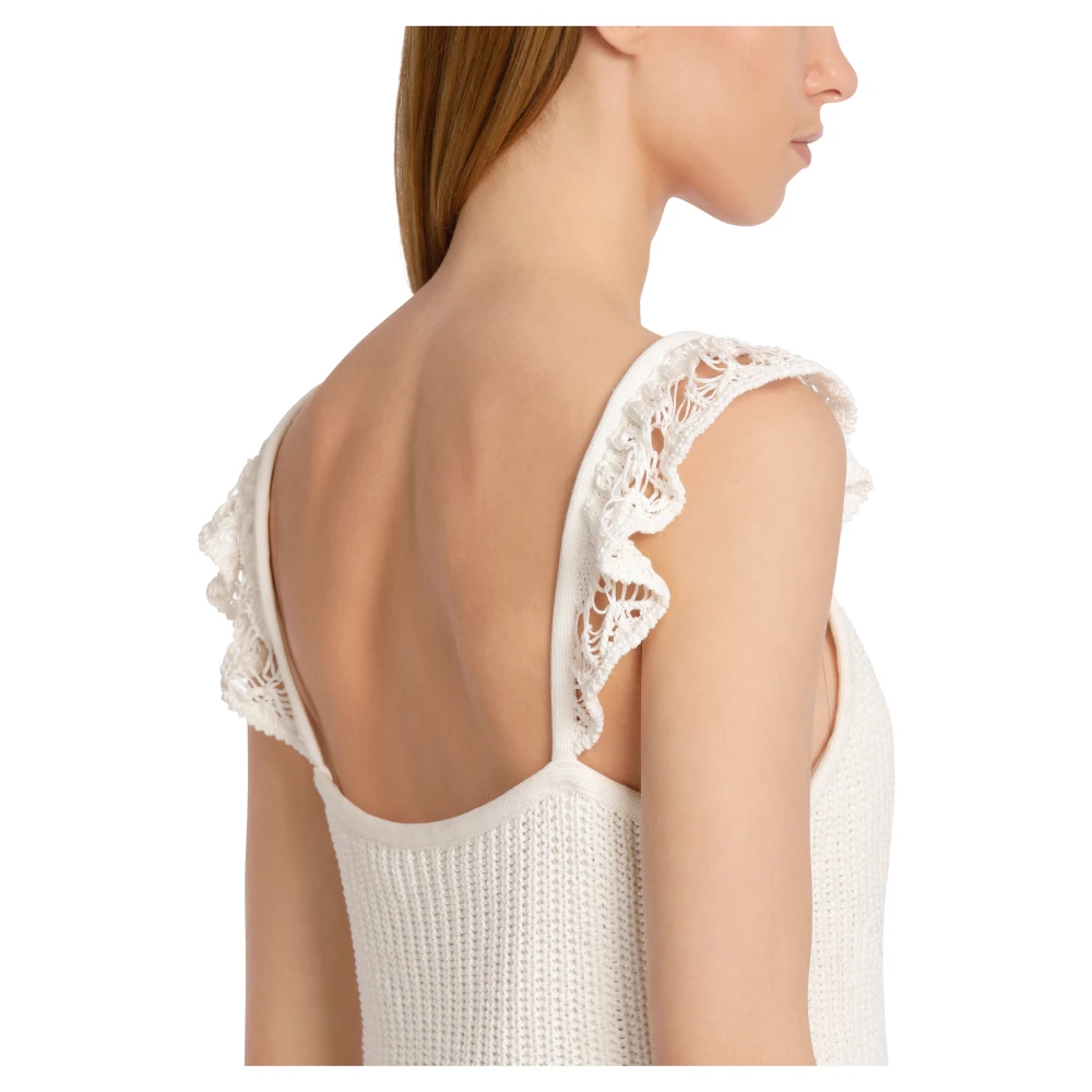Marc Cain Gebreide Tanktop Rethink Together White Dames