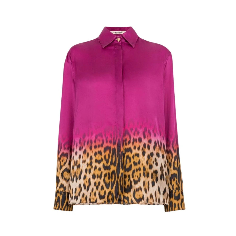 Roberto Cavalli Jaguar-Print Shirt met Point Kraag Multicolor Dames