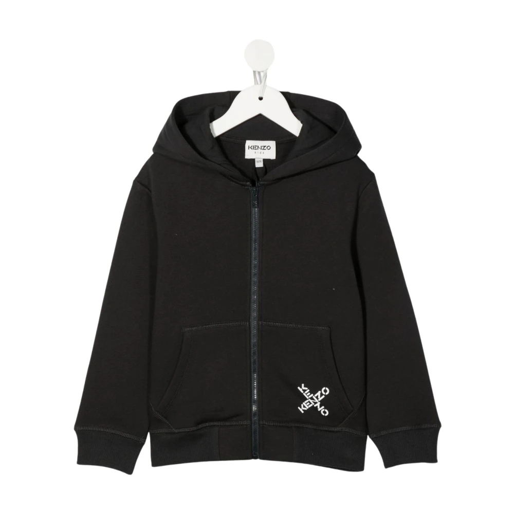 Kenzo Svart Cross Logo Dragkedja Hoodie Black, Pojke