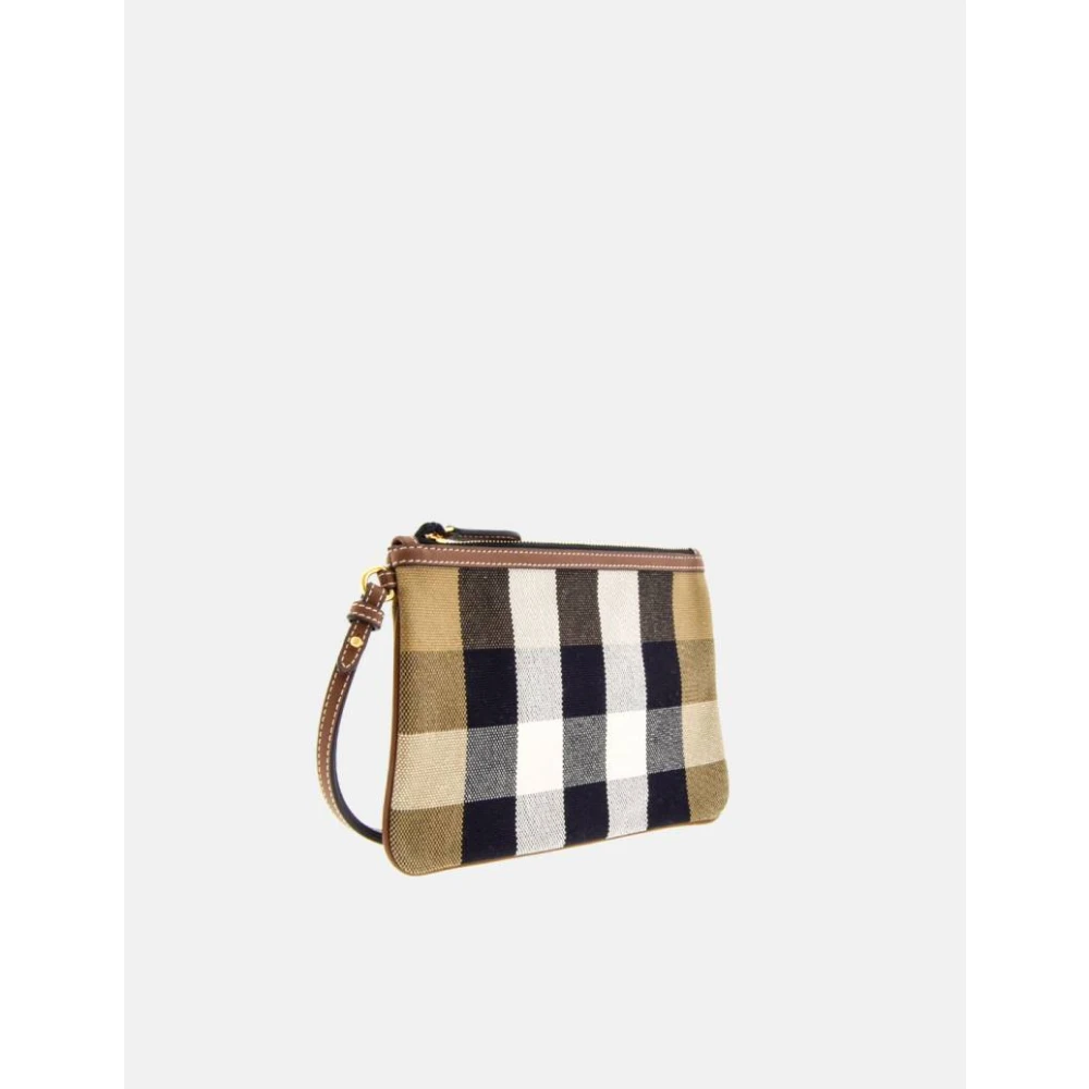 Burberry House Check Pouch met Leren Details Brown Dames