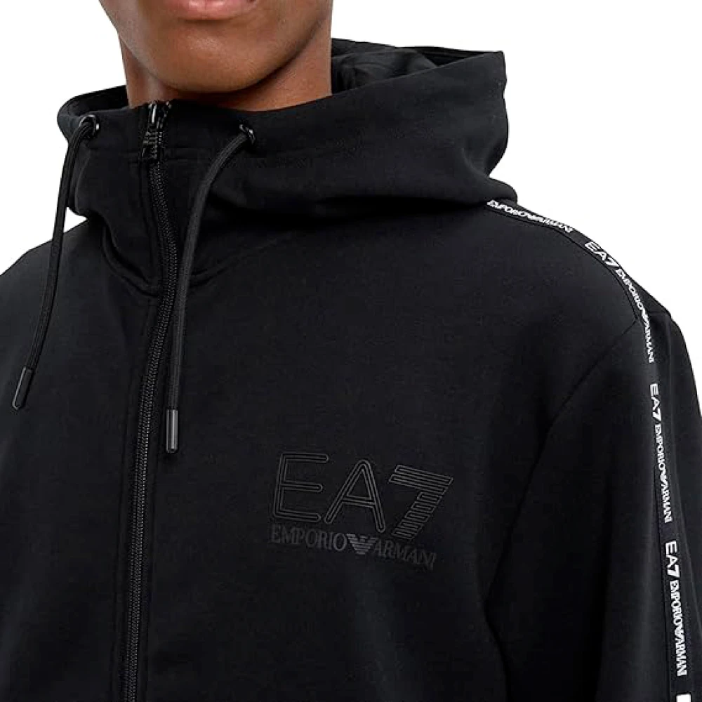 Emporio Armani EA7 Zwarte Trui Regular Fit Synthetisch Materiaal Black Heren