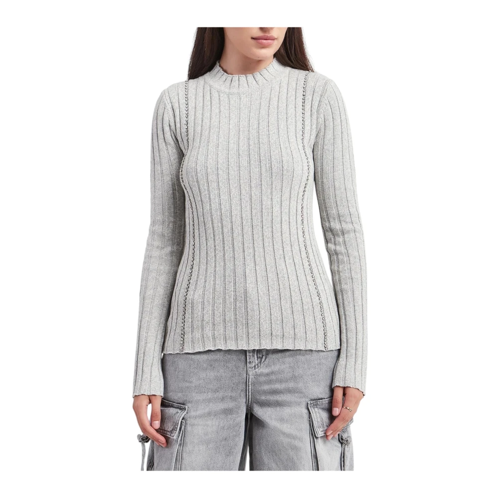 Patrizia Pepe Women's Gray Maglia - Round-Neck Knitwear - M - Knitwear