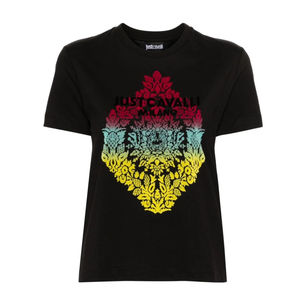 Just Cavalli Zwarte Grafische T-shirts en Polos Black Dames
