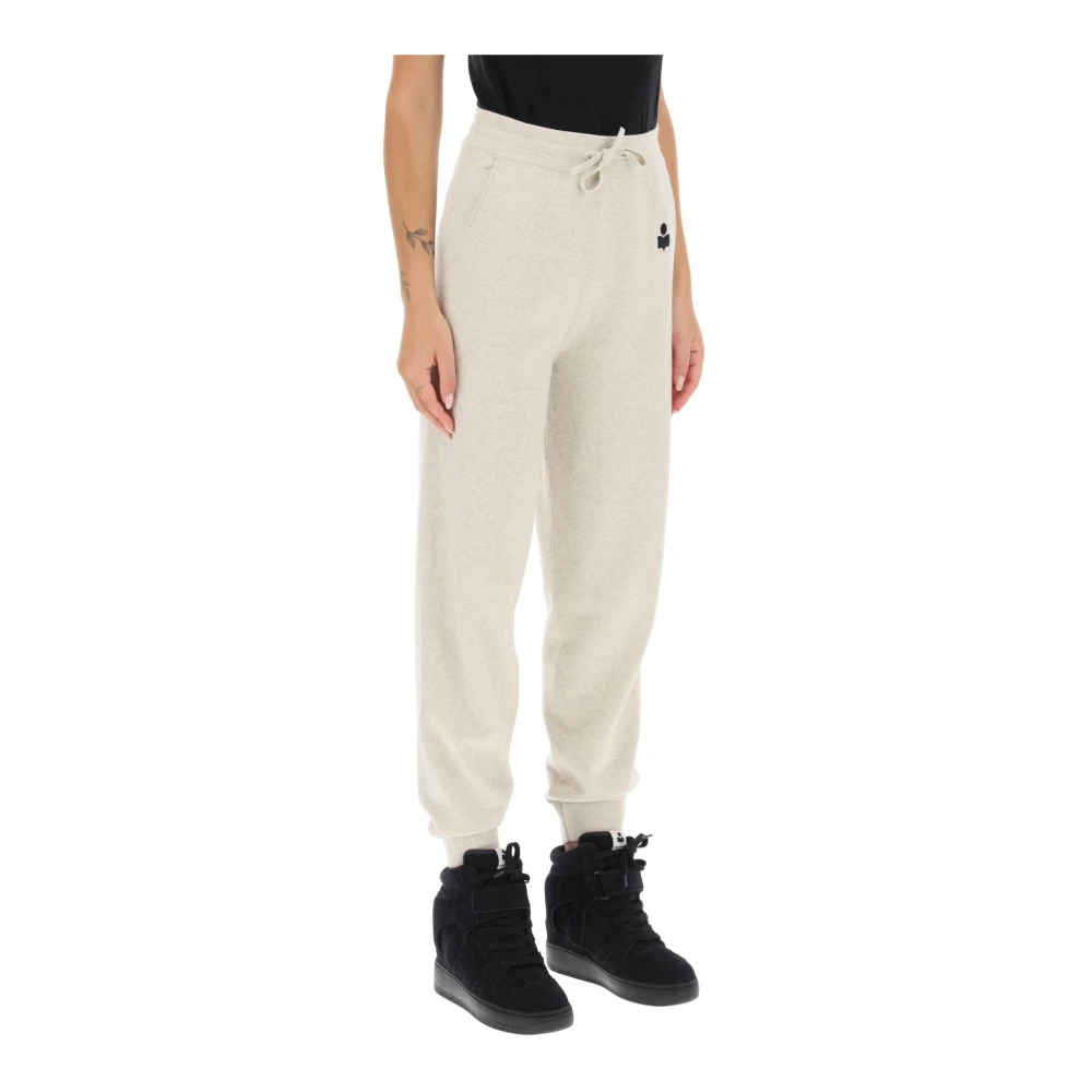 Isabel Marant Étoile Gebreide Jogger Broek met Geborduurd Logo Detail White Dames