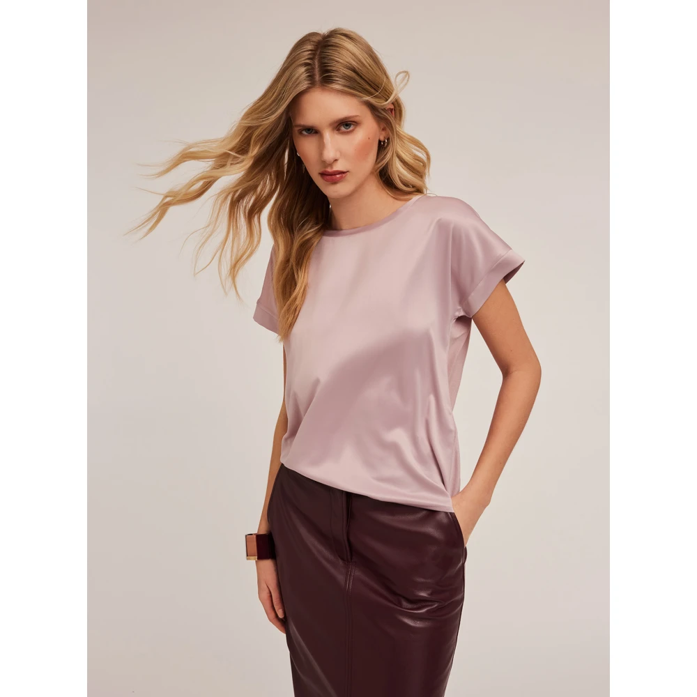 Motivi T-shirt gemaakt van twee verschillende materialen Pink Dames