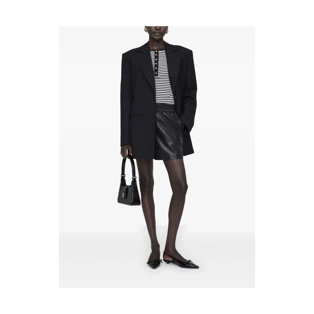 Anine Bing Zwarte Elastische Taille Shorts Black Dames