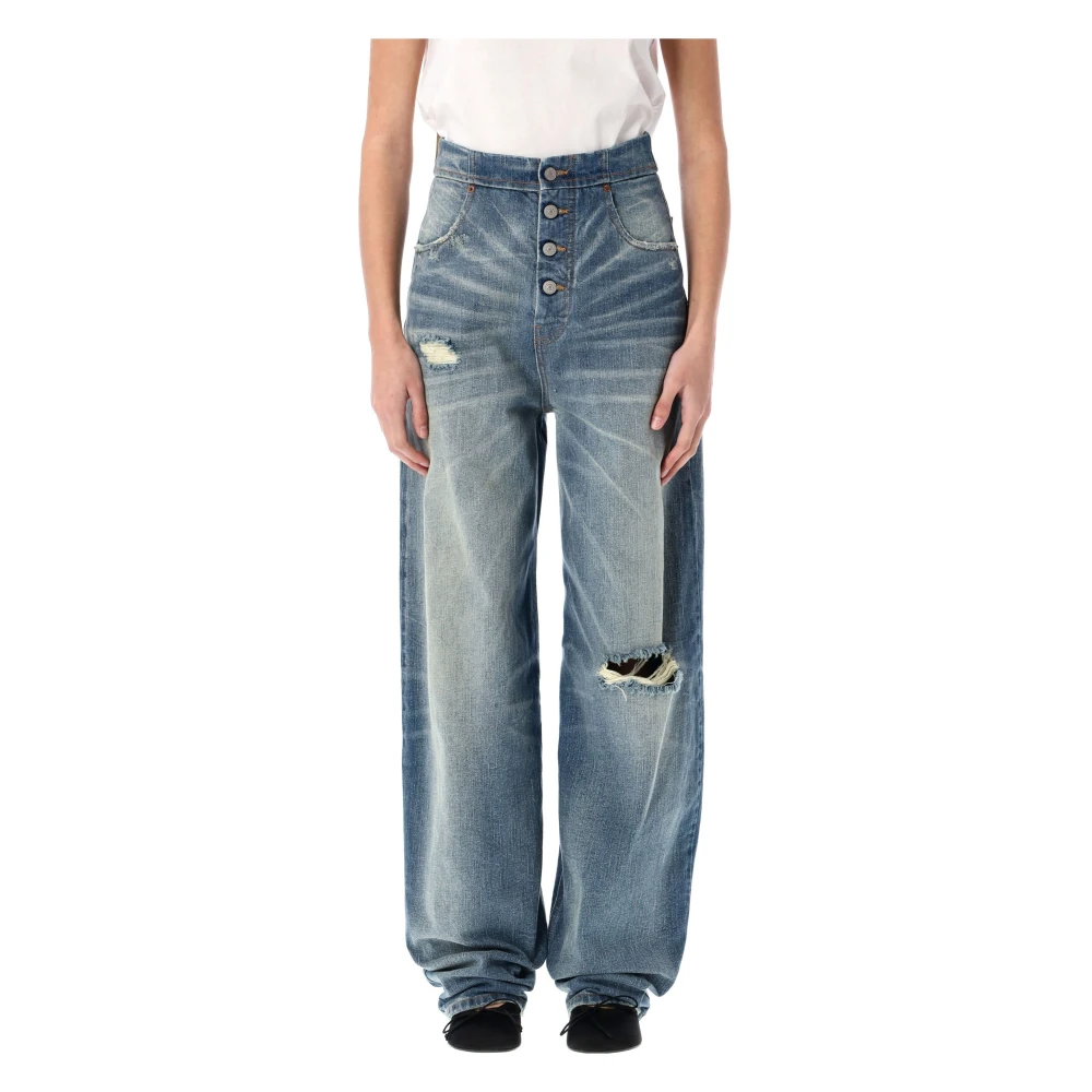 MM6 Maison Margiela Rhianna Denim jeans met wijde pijpen Blue Dames