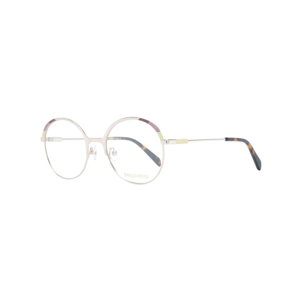 EMILIO PUCCI Gouden Ronde Optische Montuur met Merkhoes Yellow Dames