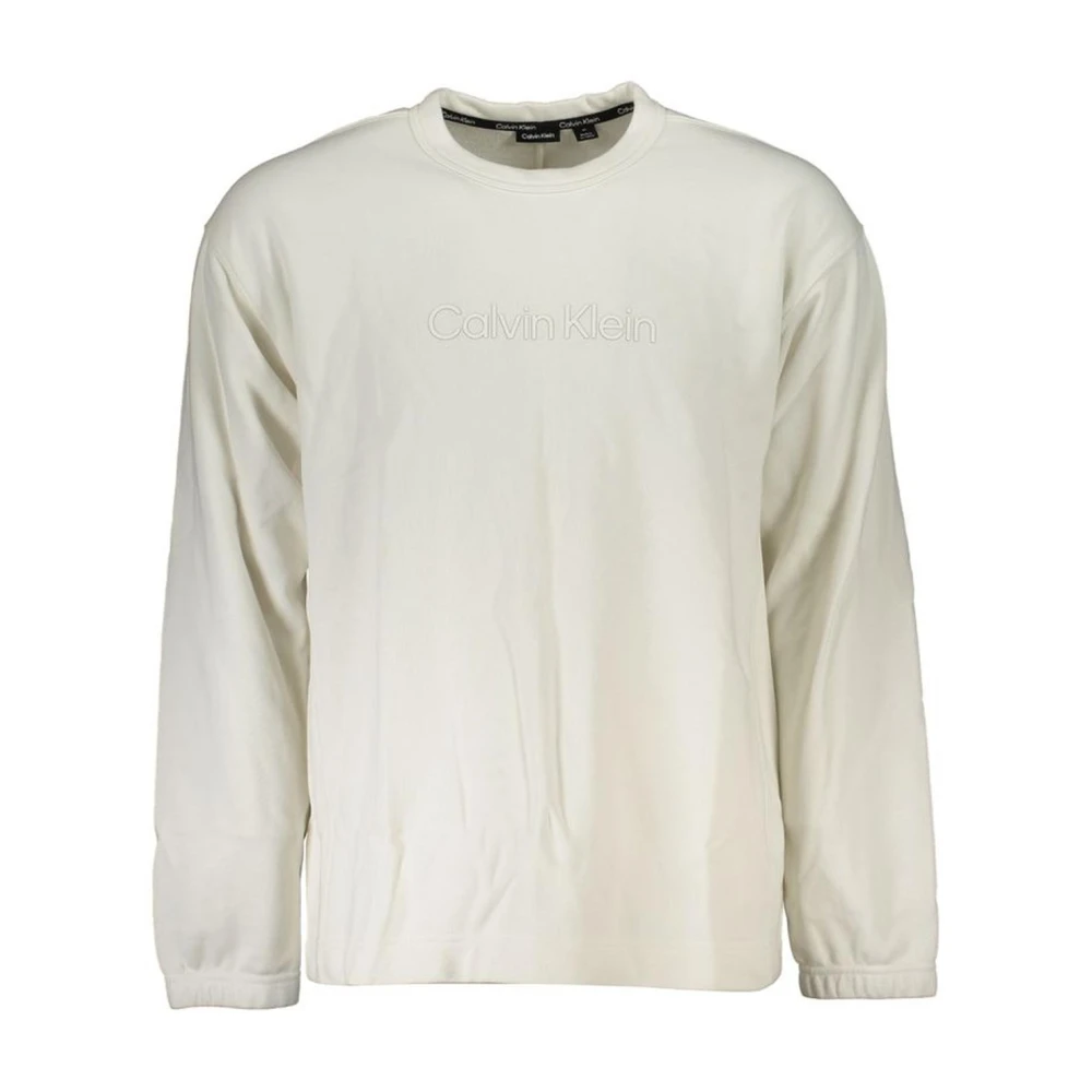 Calvin Klein Men's White Brushed Sports Sweatshirt With Logo Print