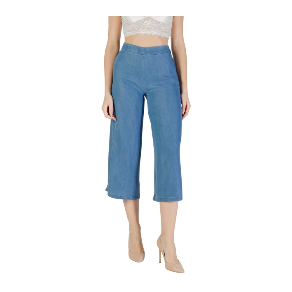 Only Women's Blue Lyocell Zip-Fastening Trousers