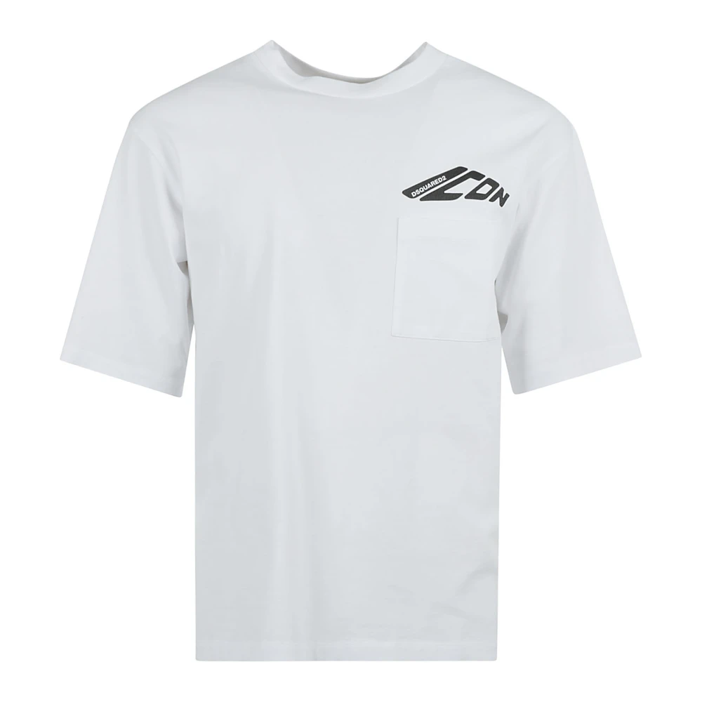 Dsquared2 Wit T-shirt Crew Neck Iconische Print White Heren