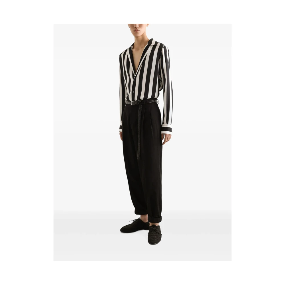 Dolce & Gabbana Zwarte Geknoopte Revers Shirt Black Heren