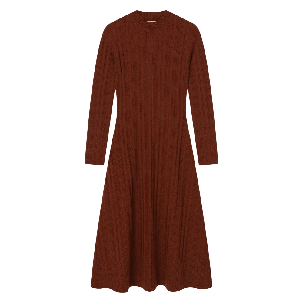 Aeron Merino Wol Maxi Jurk Brown Dames