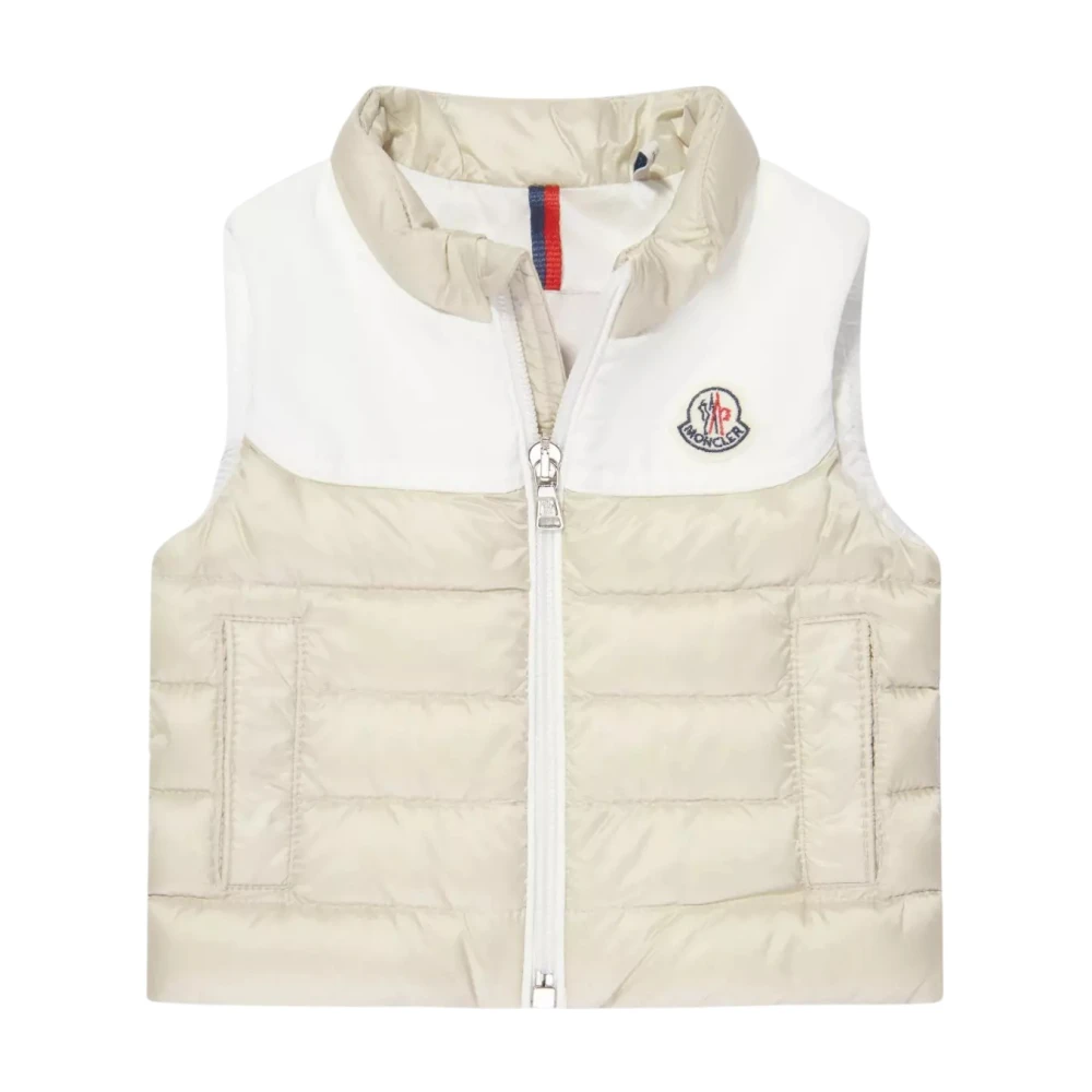 Moncler Beige Quiltad Väst med Logotyp Beige, Pojke