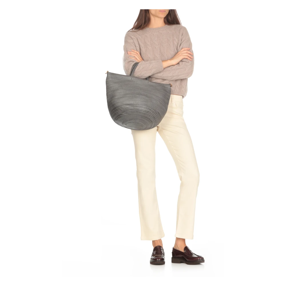 Majo Grijze Leren Schoudertas Vrouw Gray Dames
