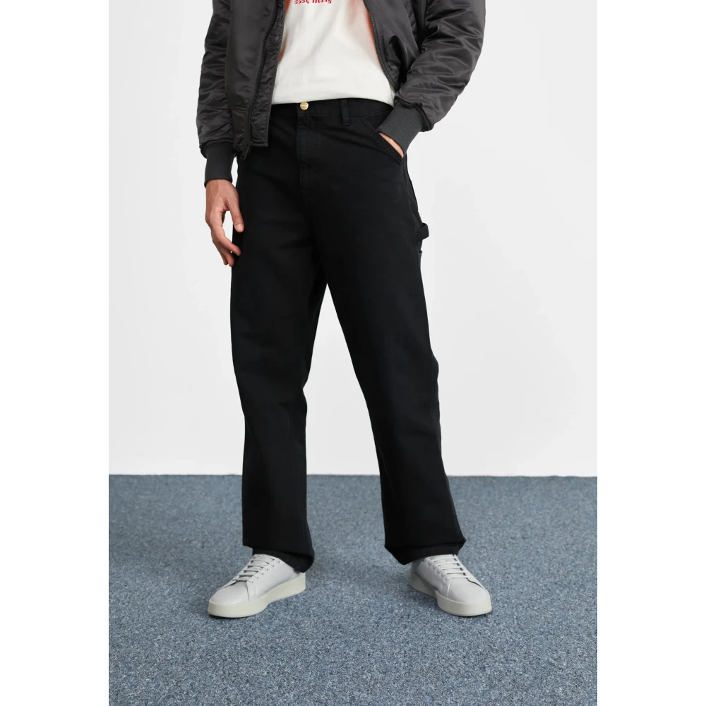 Carhartt WIP Zwarte Enkele Knie Werkbroek Black Heren