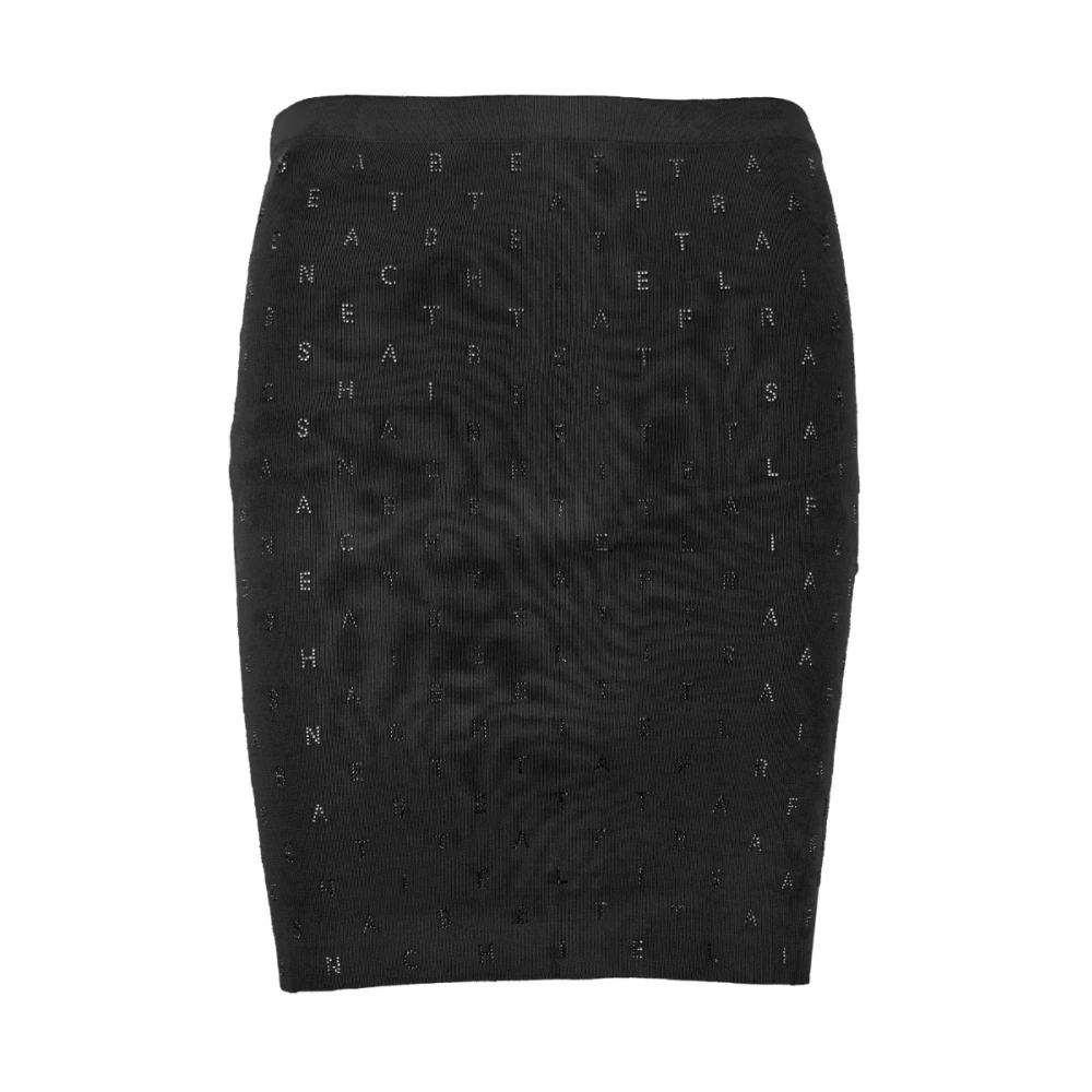 Elisabetta Franchi Korte Rok met Rits en Haak Black Dames