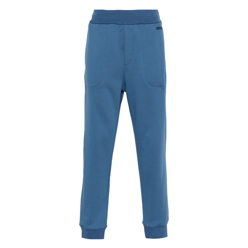 Ermenegildo Zegna Blauwe Track Pants met Logo Borduurwerk Blue Heren