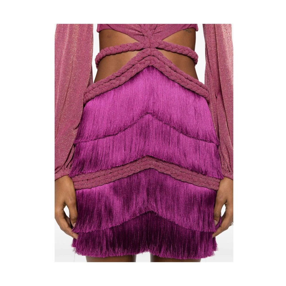 Patbo Diepe V-Hals Paarse Jurk met Vlechtdetails Purple Dames
