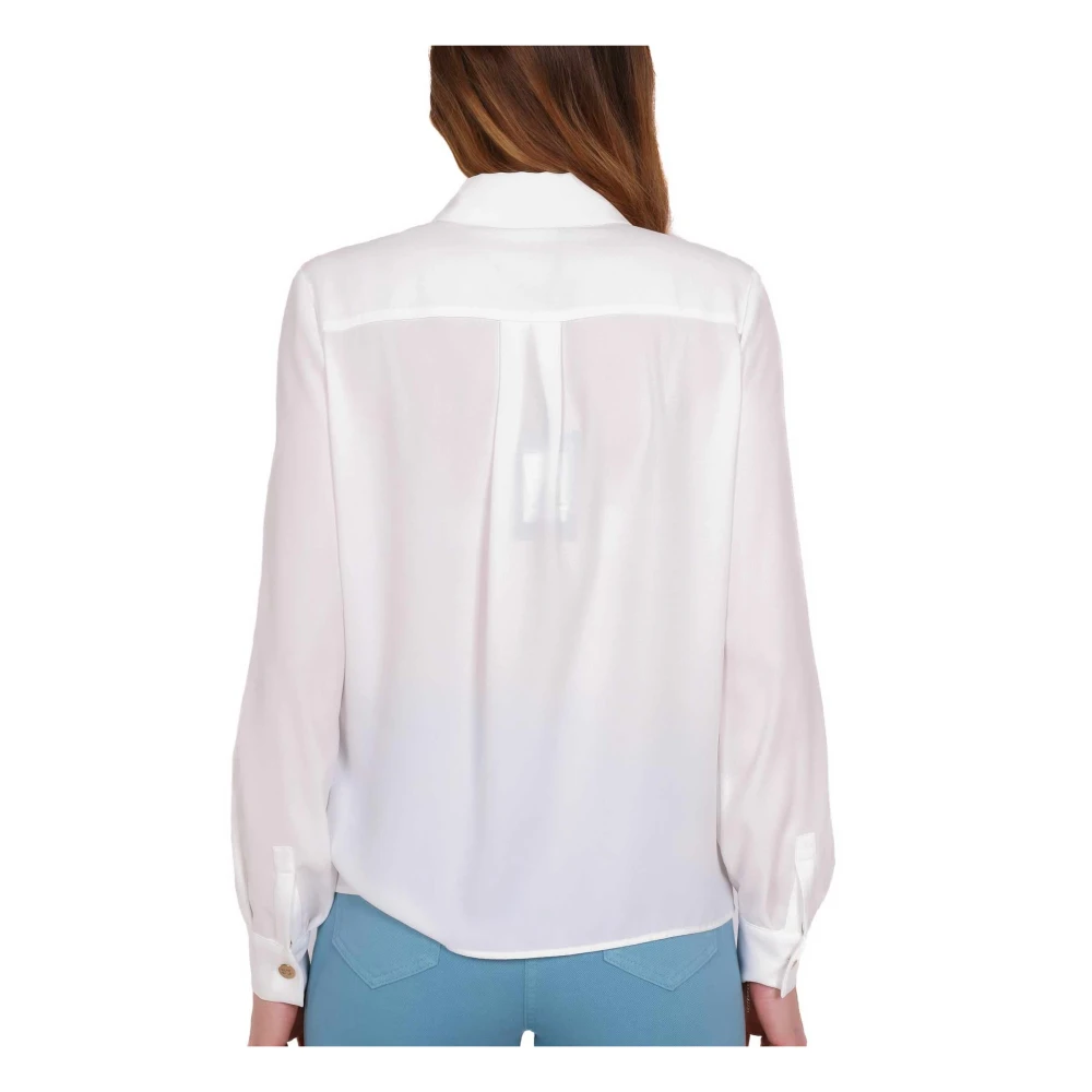 Elisabetta Franchi Elegante Georgette Boter Shirt Beige Dames