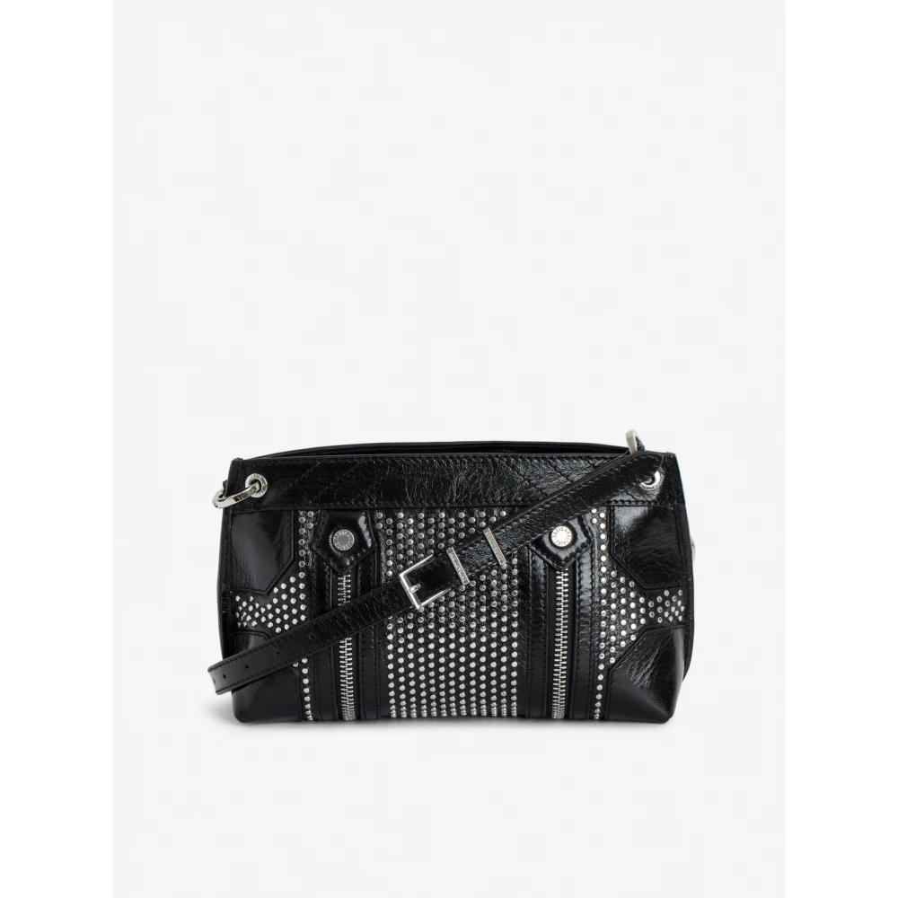 Zadig & Voltaire Zwarte Leren Crossbody Tas met Metalen Details Black Dames