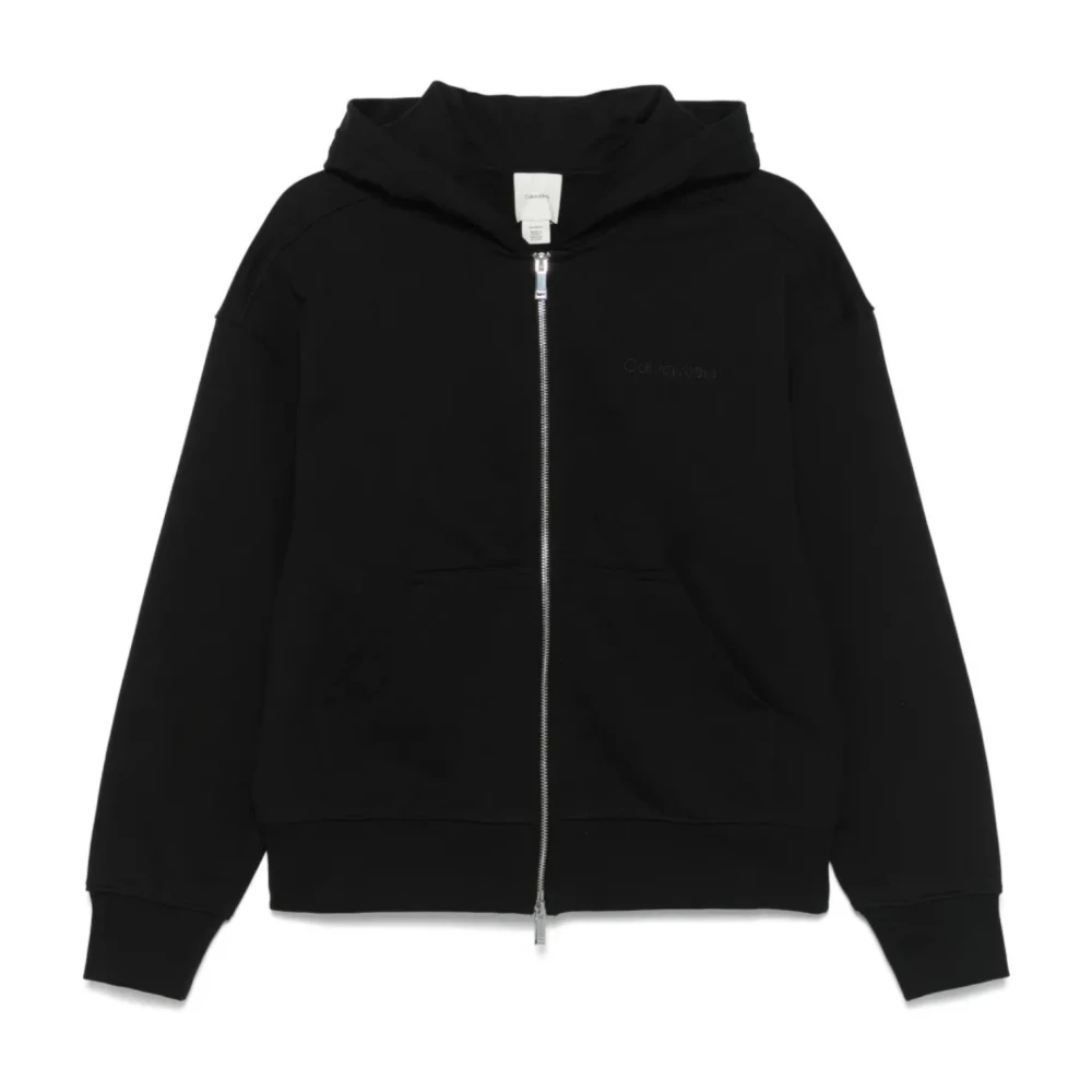 Calvin Klein Women's Black Cotton Zip-Up Hoodie - Zip-Throughs - Xs - Sweatshirts & Hoodies