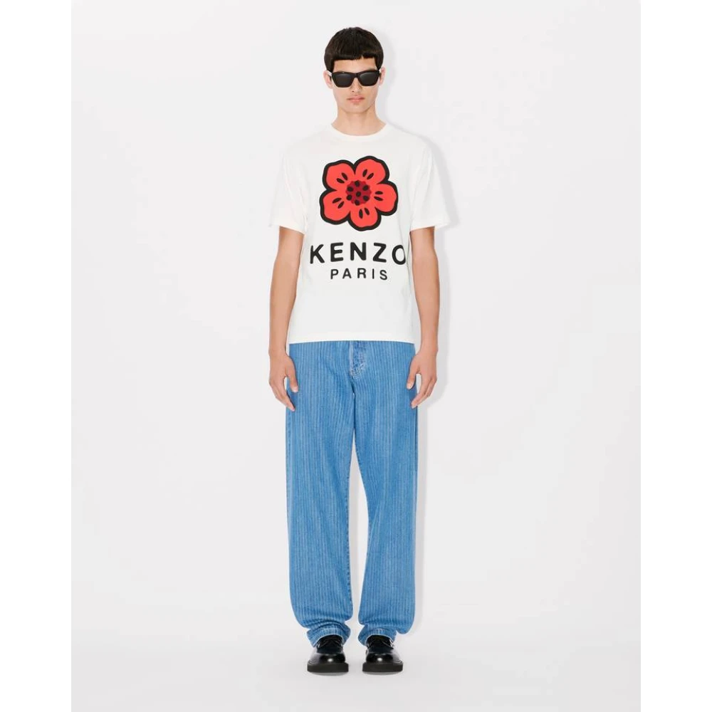 Kenzo Bloemenprint Klassiek T-shirt White Heren