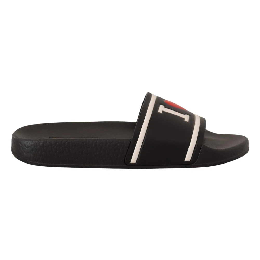 Dolce & Gabbana Women's Black `S Leather Sliders