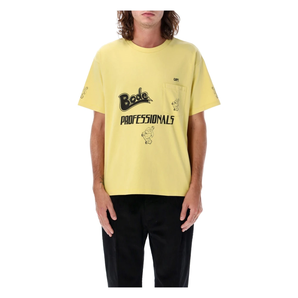 Bode Gele T-shirt met ronde hals en borstzak Yellow Heren
