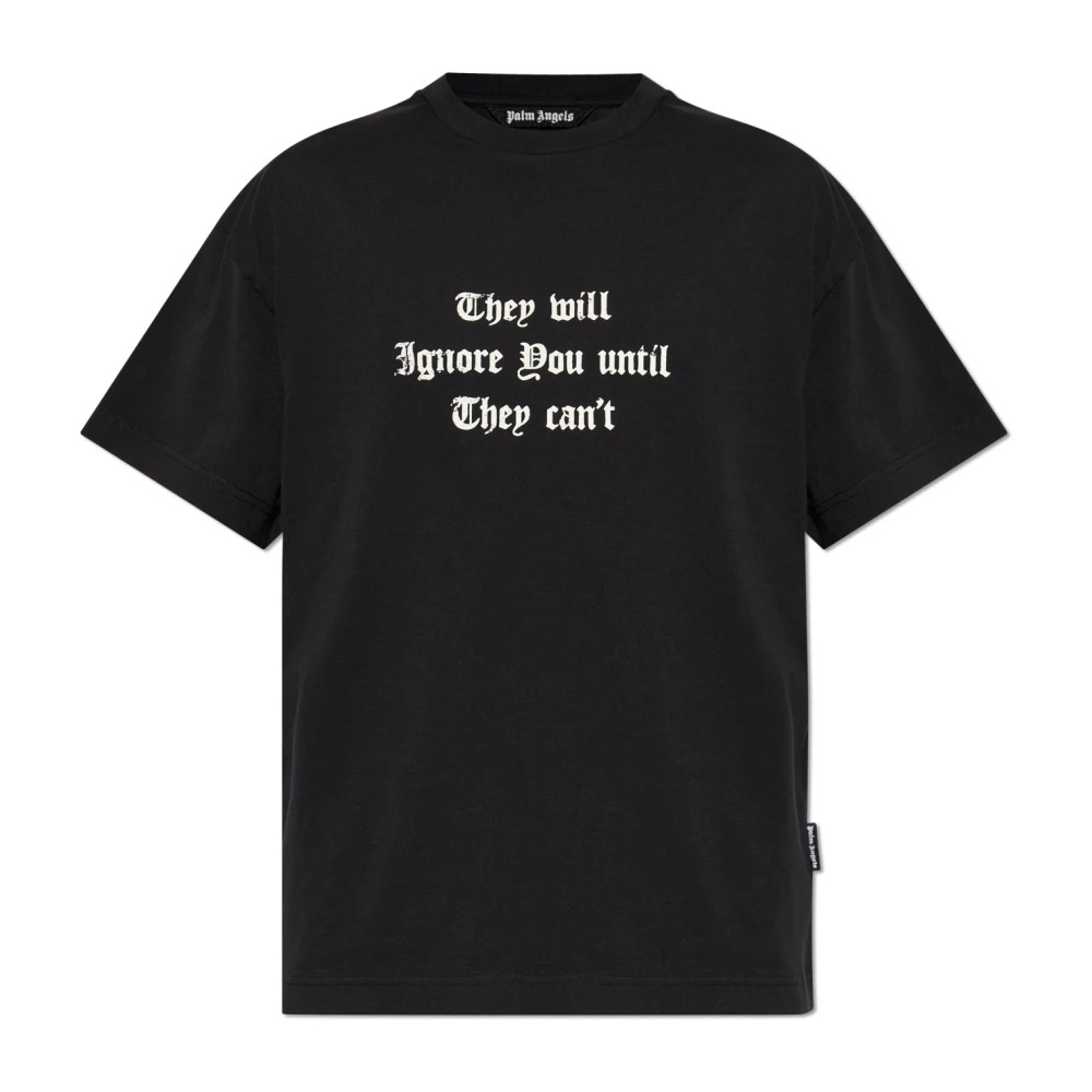 Palm Angels Mannelijk Zwart Tops Heren, L, Katoen, T-Shirt Met Print