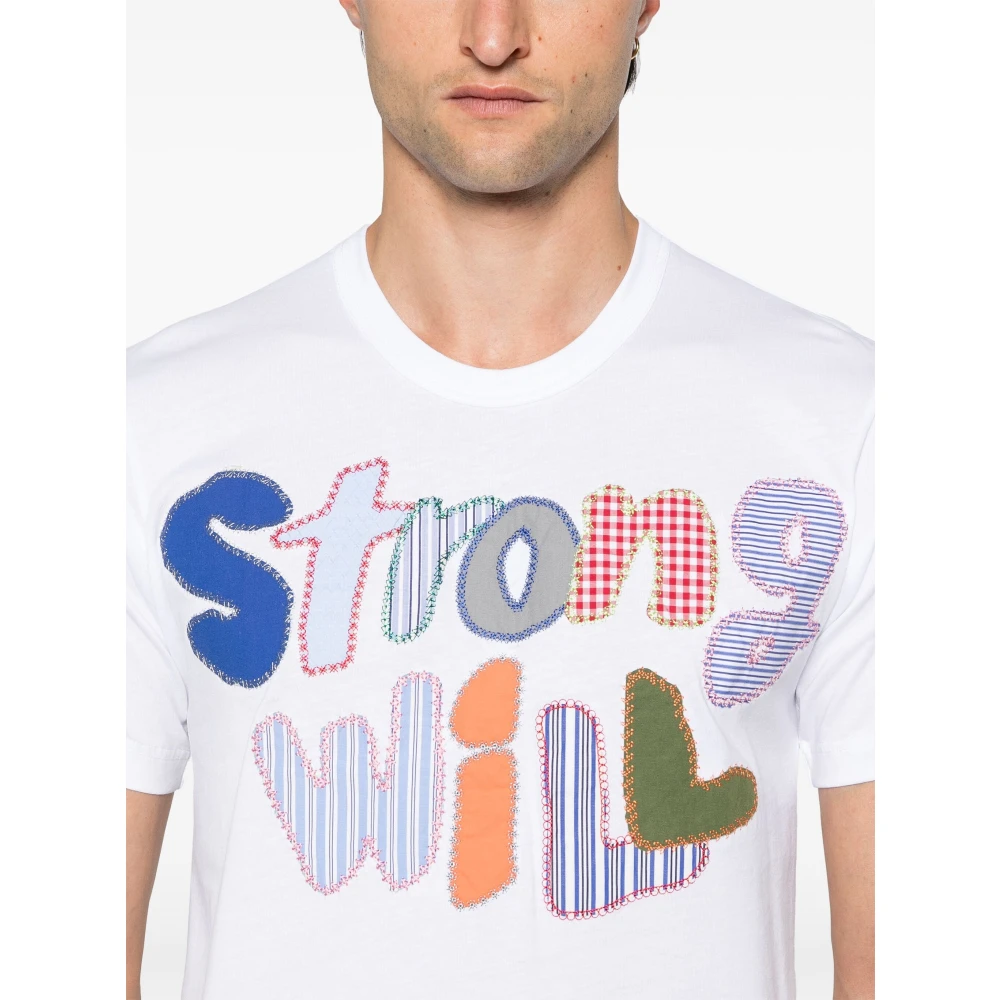 Comme des Garçons Patch-Lettering Jersey T-Shirt White Heren