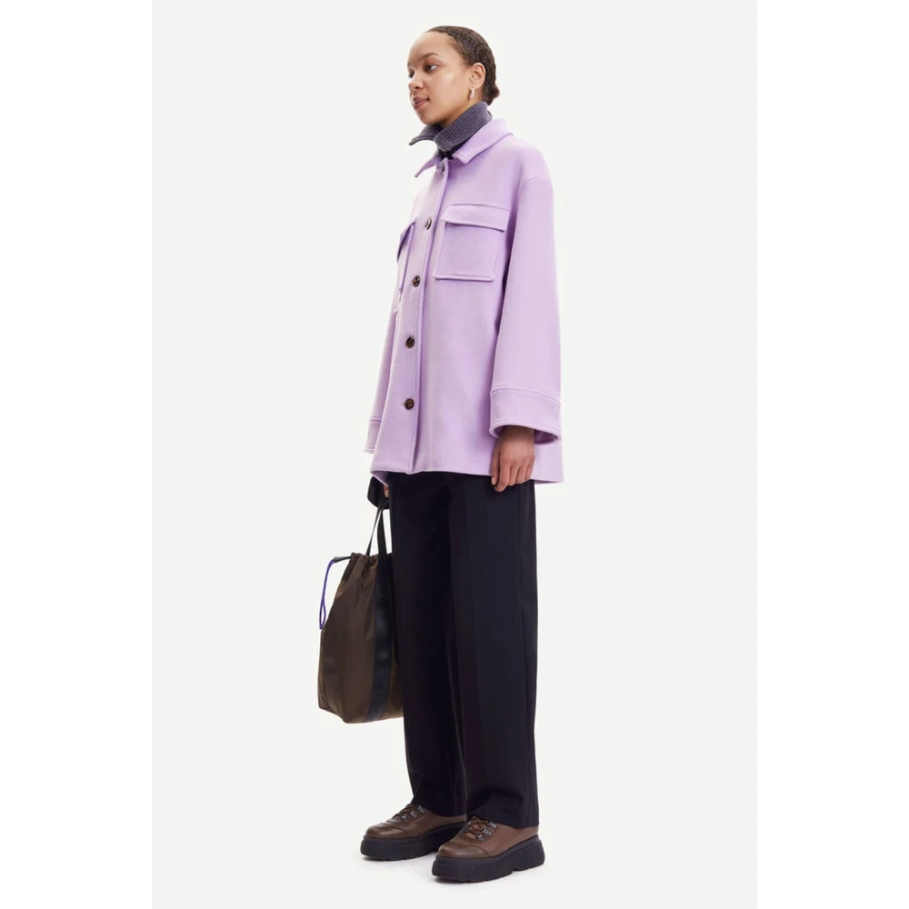 Samsøe Lila Wollen Overshirt Purple Dames