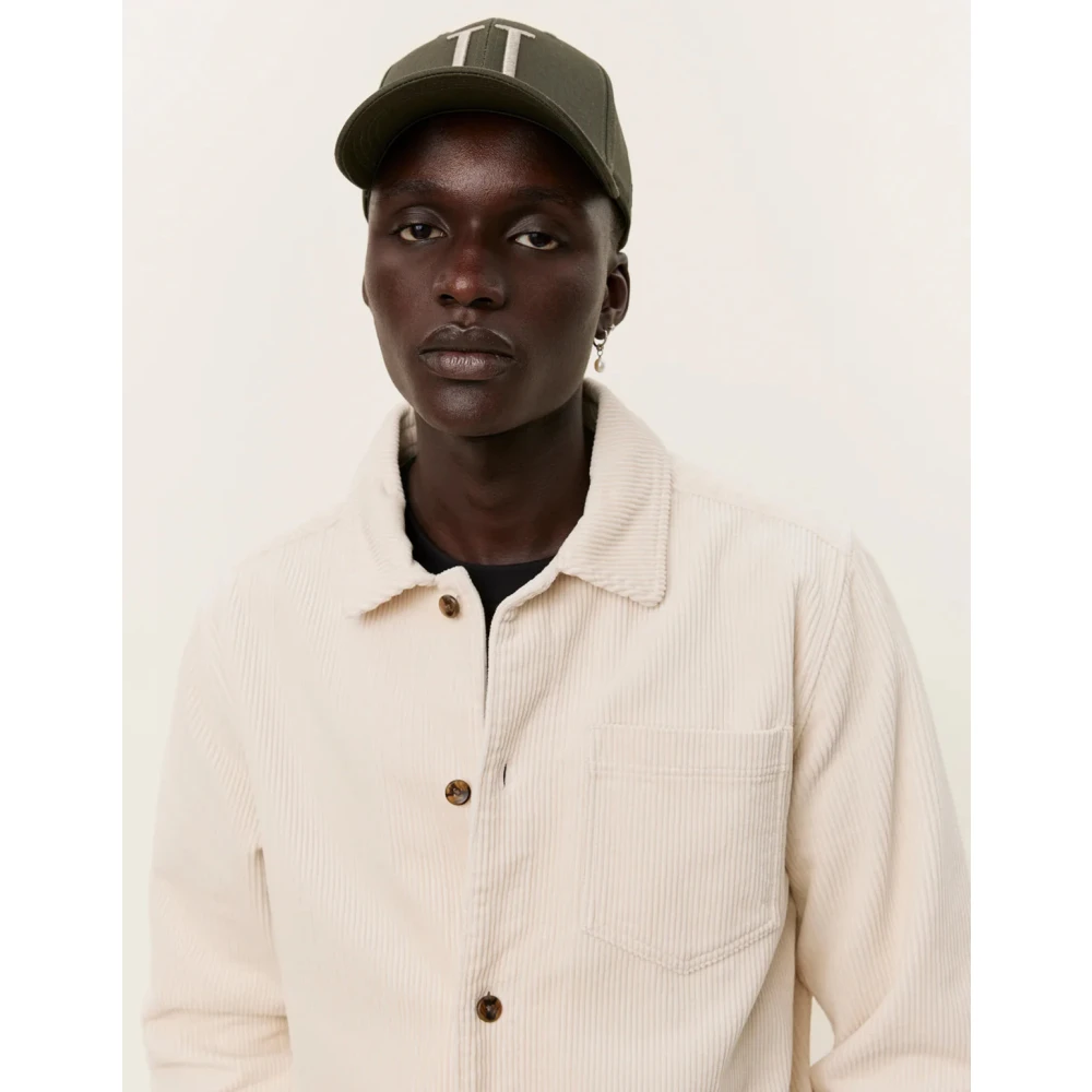 Les Deux Corduroy Overshirt Klassieke Kraag Borstzak Beige Heren