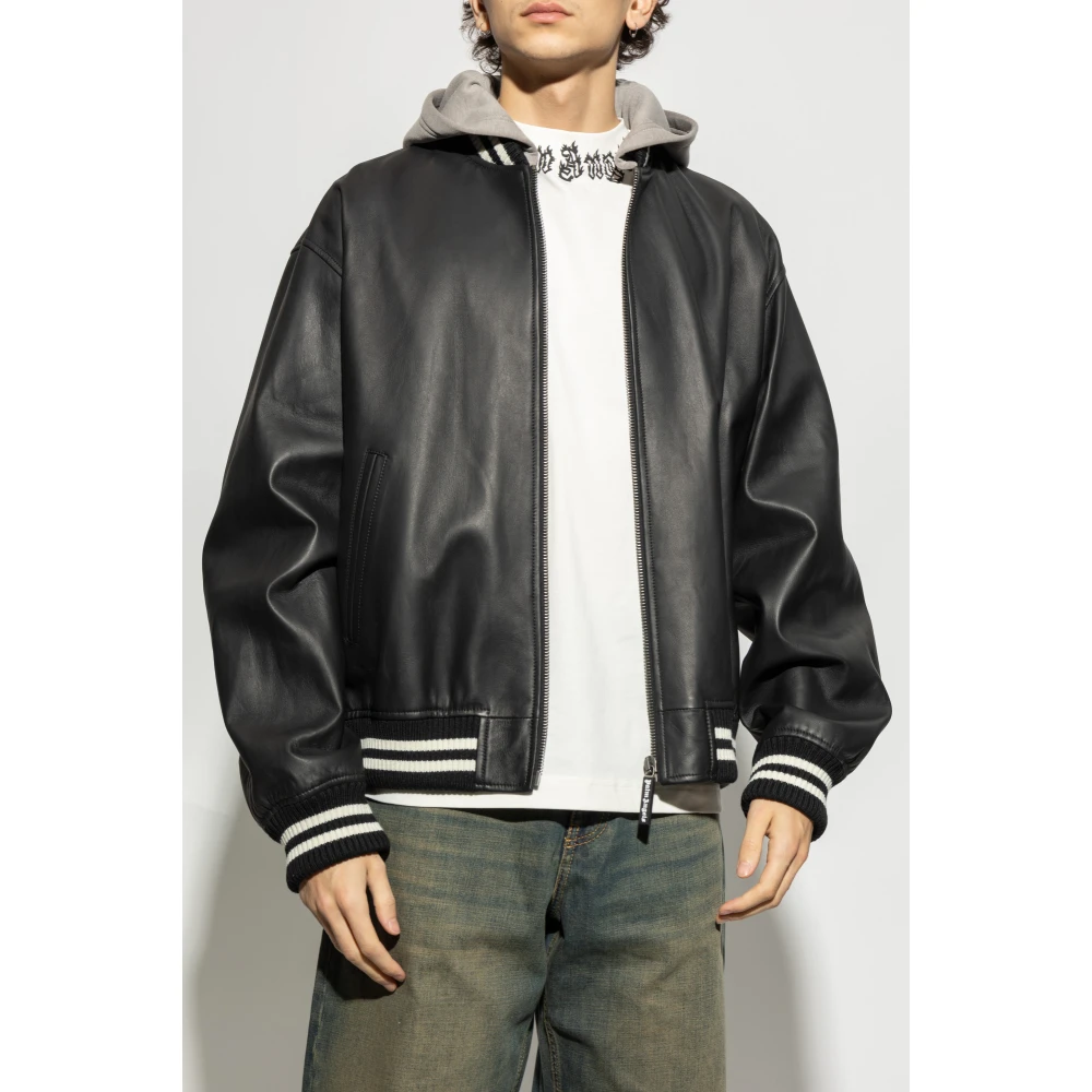 Palm Angels Leren jas Black Heren