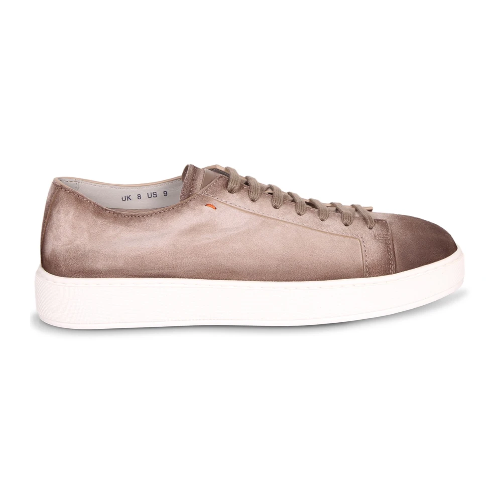 Santoni Men's Beige Sneakers, 7 1/2 Uk, Nubuck Low-Top Sneaker