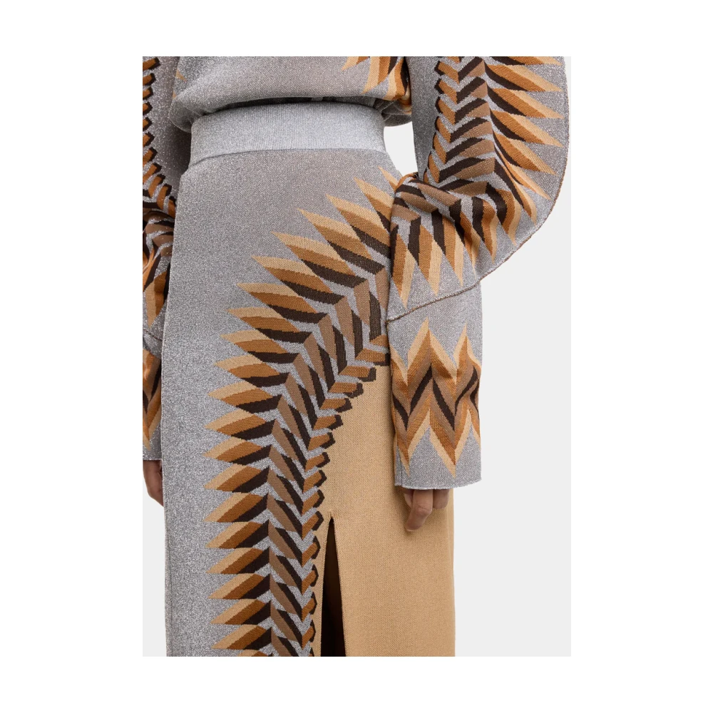 Paco Rabanne Lurex Lange Rok Geometrisch Ontwerp Multicolor Dames