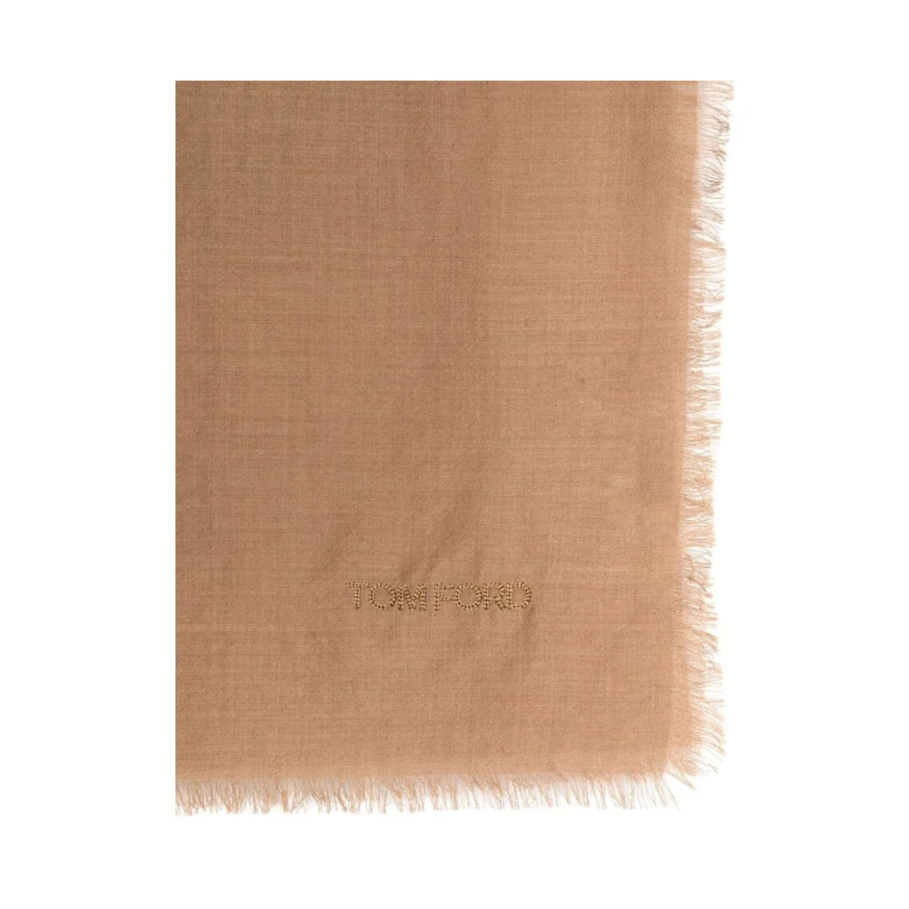 Tom Ford Frayed Edge Wraparound Scarf Brown Heren