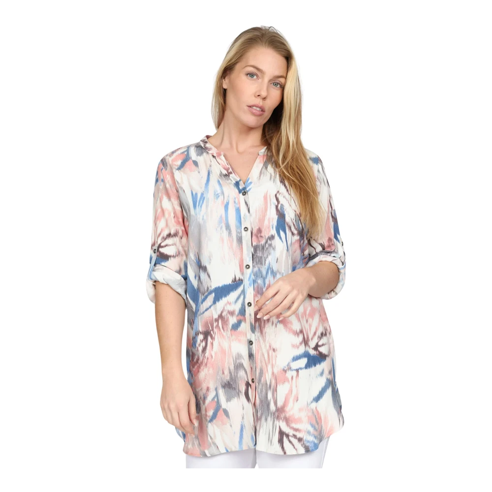 2-Biz Lenteblauwe Tuniek met ¾ Mouwen Multicolor Dames